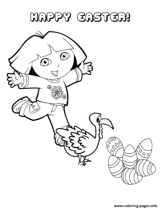 Dora And Easter Eggs coloring