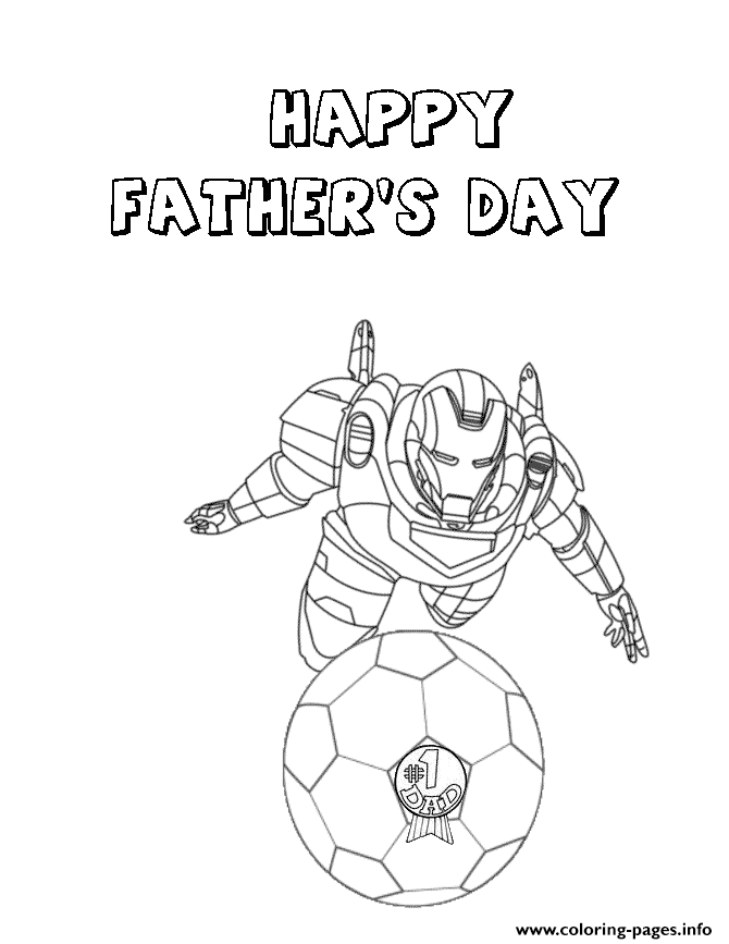 Iron Man And Fathers Day Soccer Ball coloring