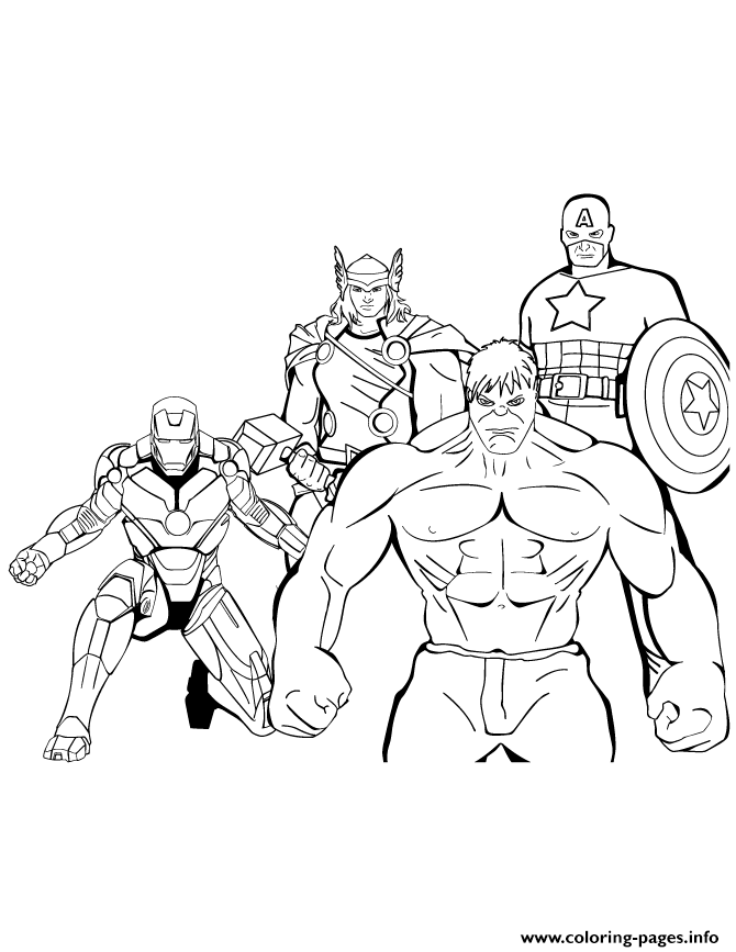 Iron Man Thor Hulk Captain America Coloring Pages Printable