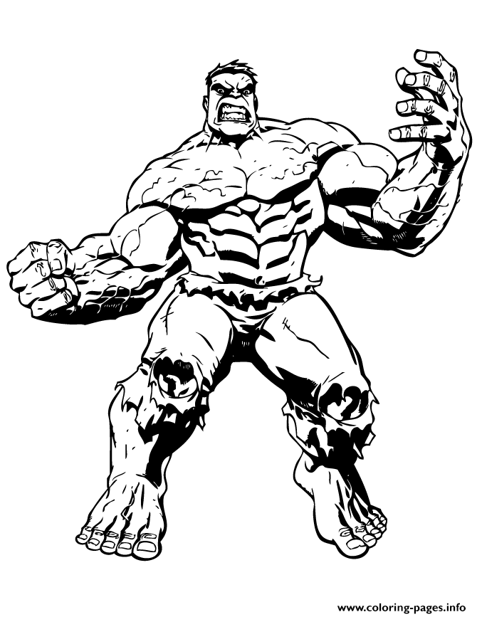 Big Muscle Incredible Hulk Coloring Page Printable