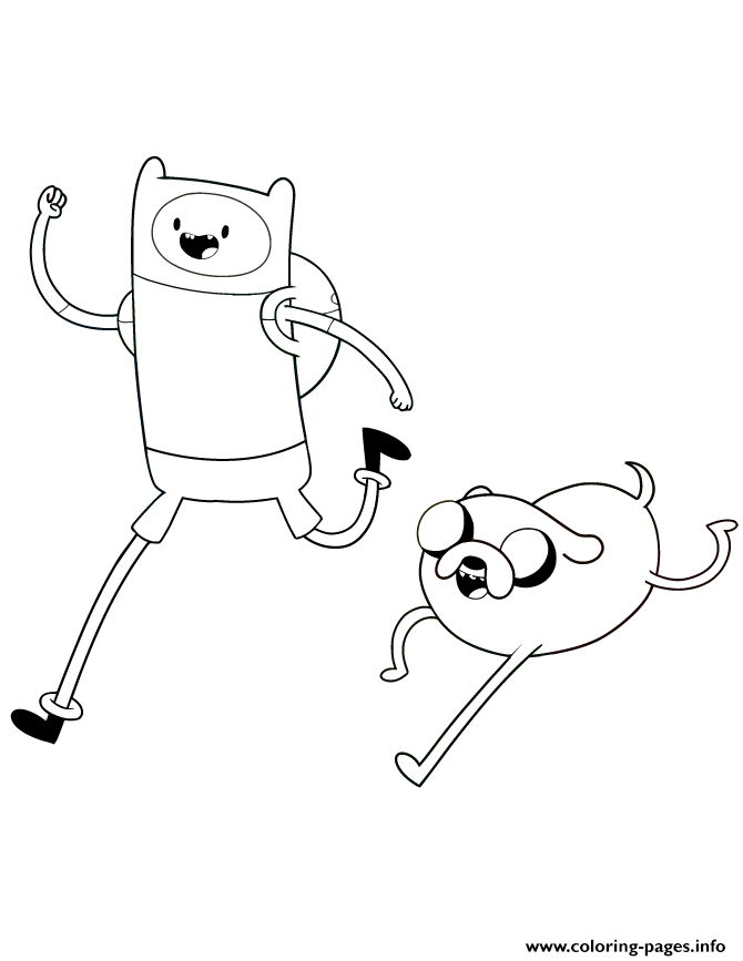 Adventure Time Jake And Finn Running coloring