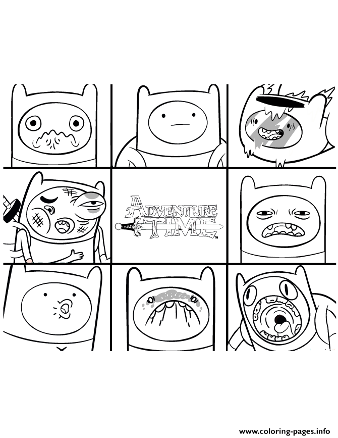 Adventure Time Finn With Many Faces coloring