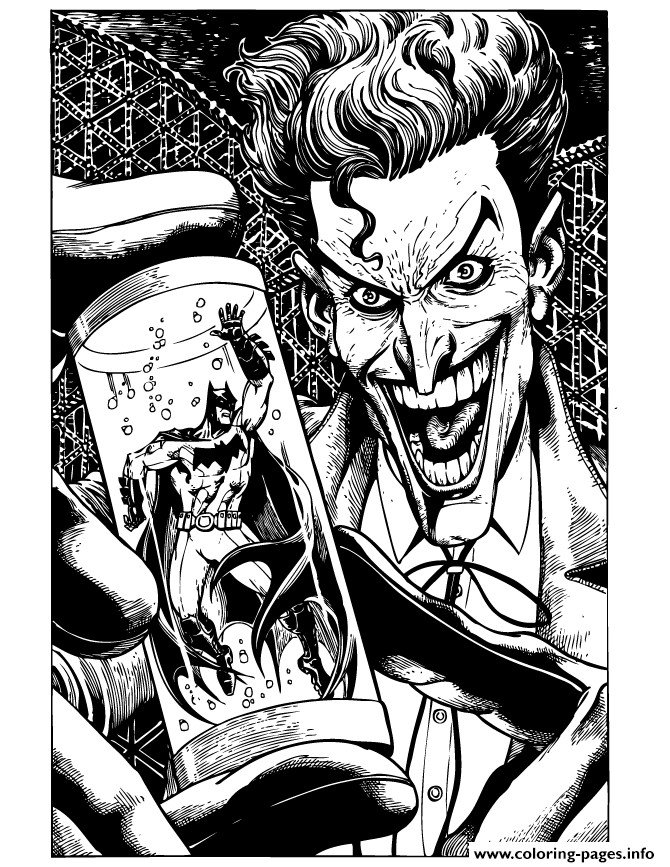 Joker Holding Batman  In Tube Coloring  Pages  Printable 