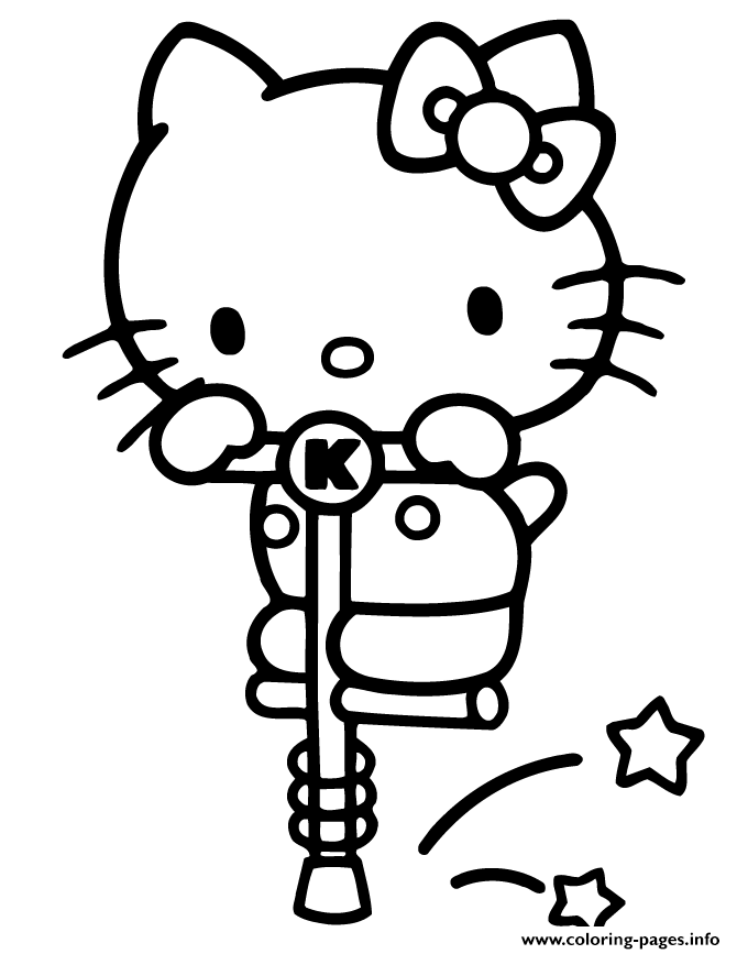 Hello Kitty On Pogo Stick coloring