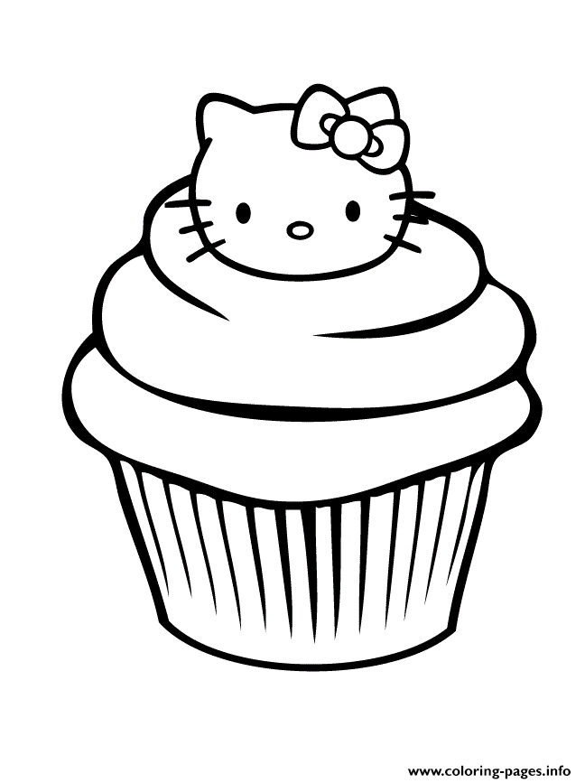 Hello Kitty Cupcake coloring