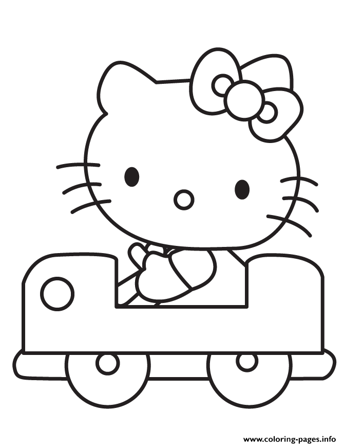 Sanrio Hello Kitty Driving Car coloring