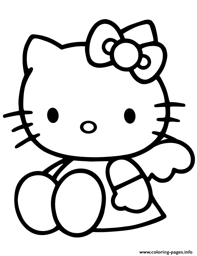 Sitting Hello Kitty With Wings coloring