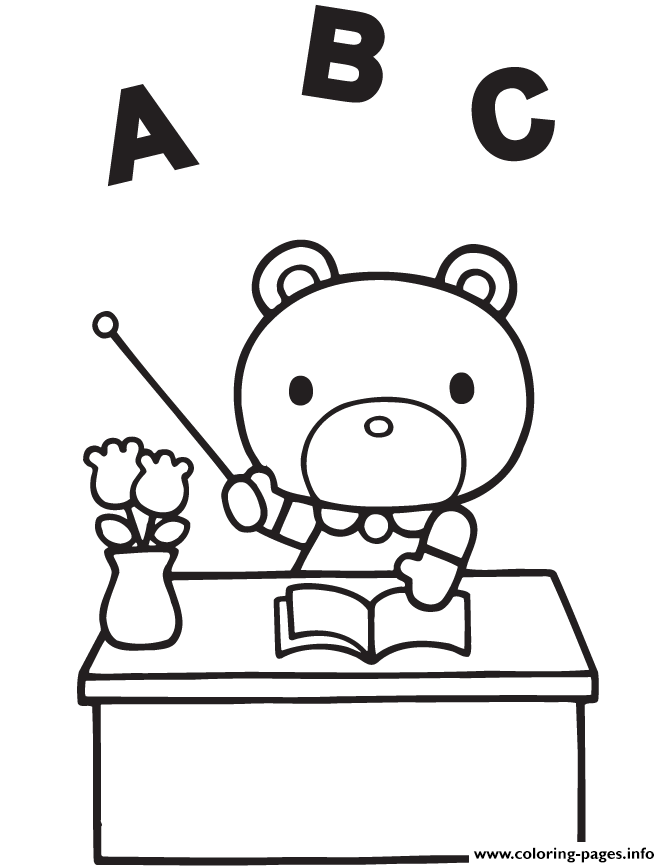 Hello Kitty Teddy Bear Teacher coloring
