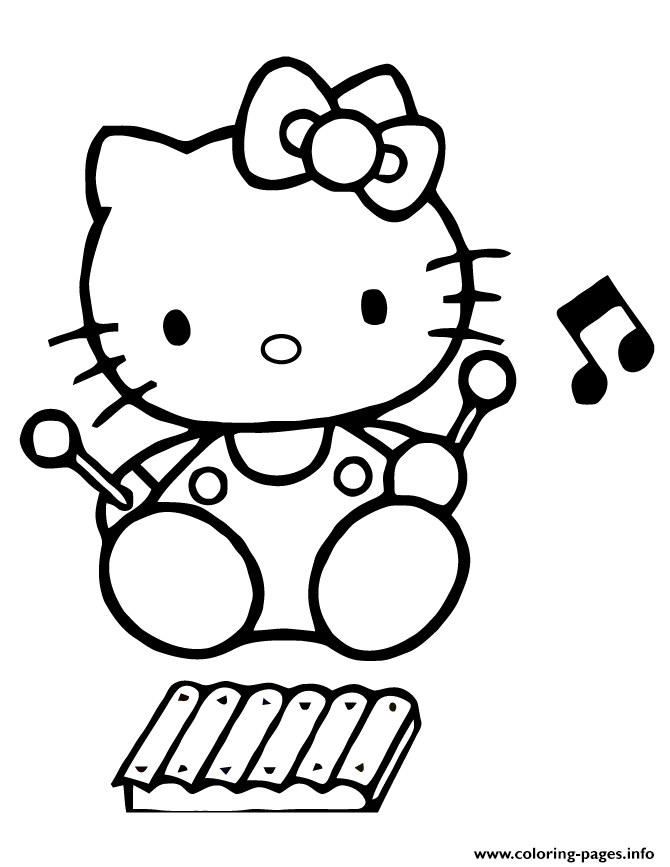 Hello Kitty Playing Xylophone coloring