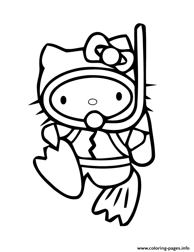 Scuba Diving Hello Kitty coloring