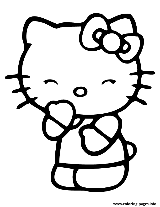 Smiling Hello Kitty With Eyes Closed coloring