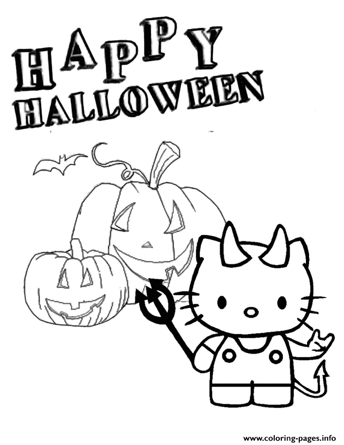 Hello Kitty Jack Lantern Halloween Coloring Pages Printable