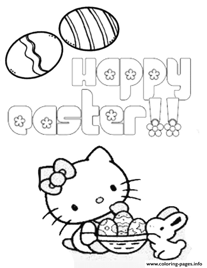 Hello Kitty Eggs Basket Bunny Easter coloring