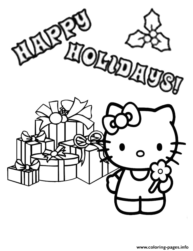 Hello Kitty Presents Mistletoe Christmas coloring