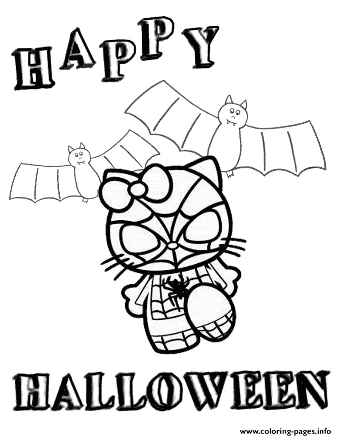 Hello Kitty In Spiderman Costume Halloween coloring