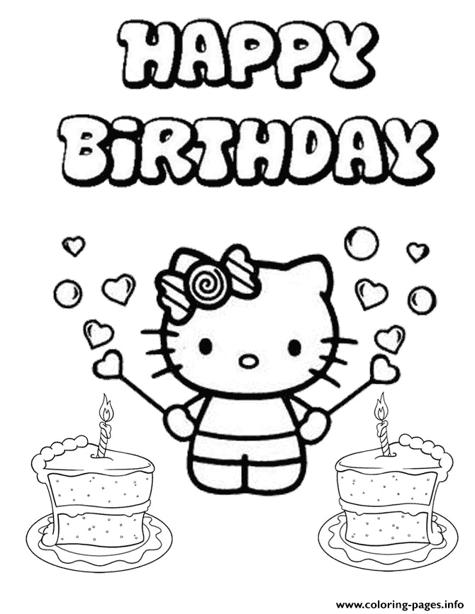 Hello Kitty Two Cakes Birthday coloring