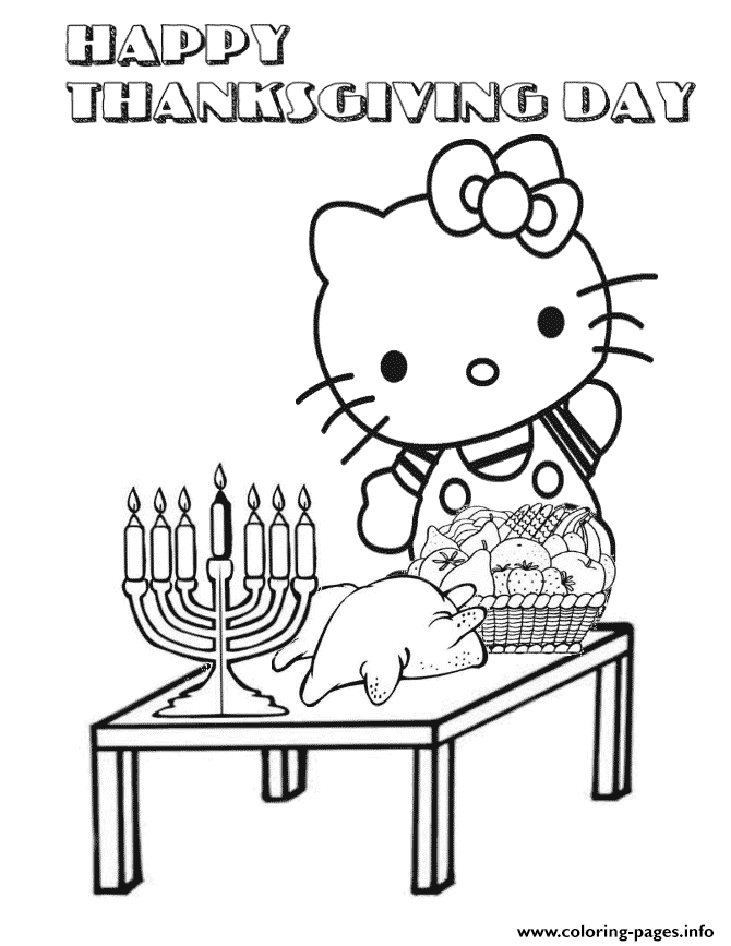 Hello Kitty And Thanksgiving Candle coloring