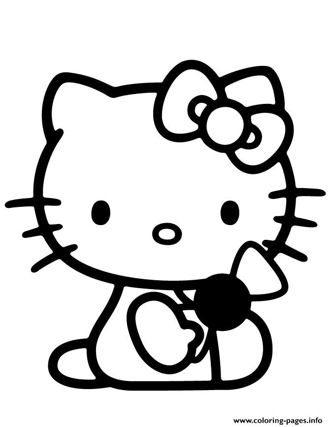 Hello Kitty Holding Candy coloring