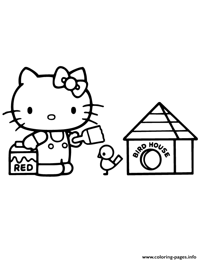 Hello Kitty Ready To Paint Bird House coloring