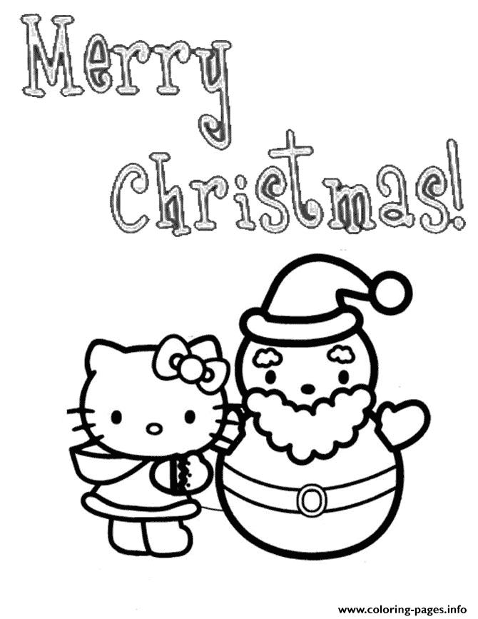 Hello Kitty Snowman Christmas coloring