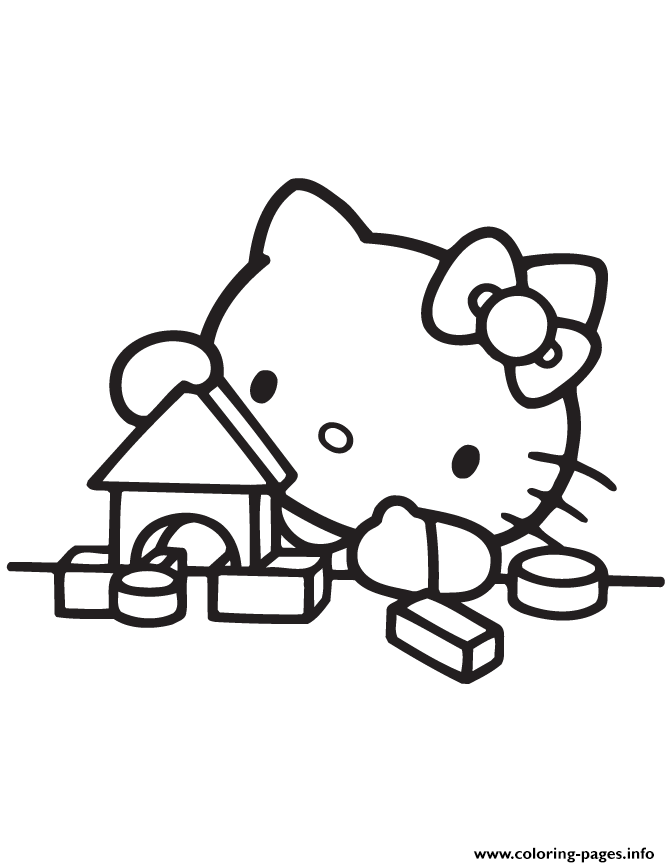Hello Kitty Building Block House coloring