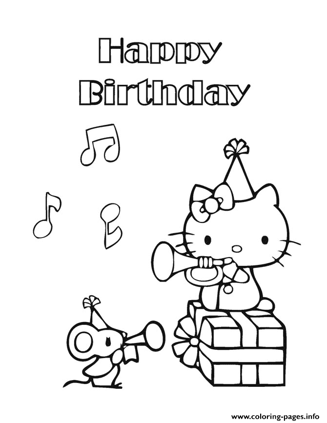 Hello Kitty Happy Birthday coloring