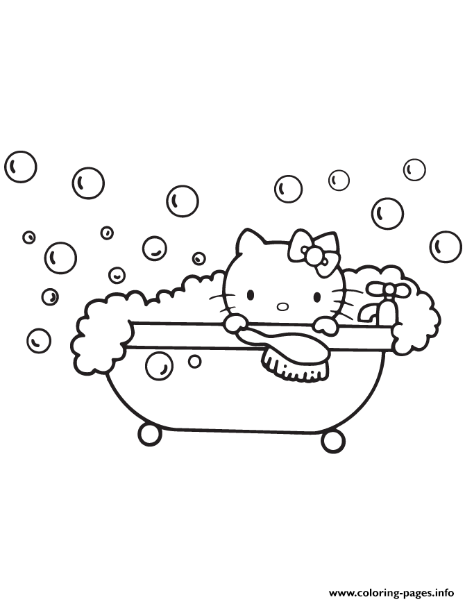 Bubble Bath Hello Kitty coloring