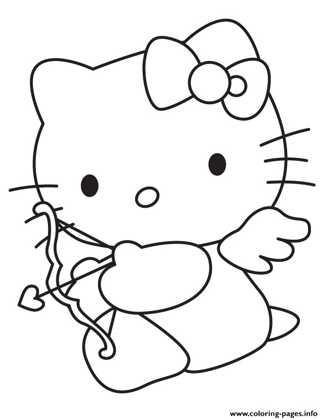 Hello Kitty Cupid For Valentines Day coloring