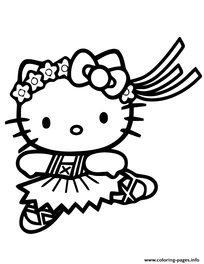 Cute Hello Kitty Ballet coloring