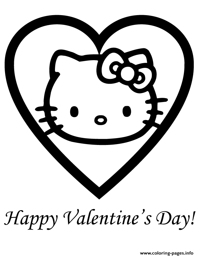 Hello Kitty Happy Valentines Day coloring