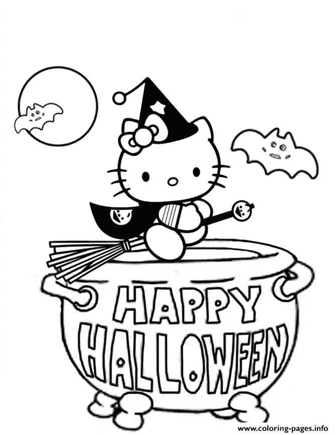 Hello Kitty Witch Coloring page Printable