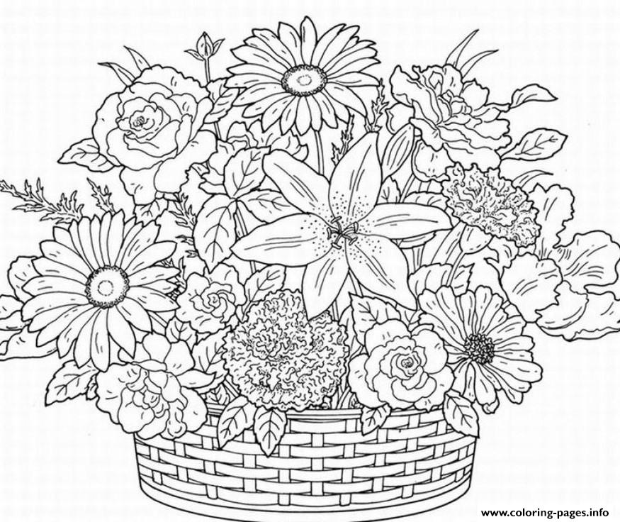 Cute Flower Adult Coloring Pages Printable