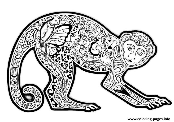 Adults Difficult Animals Cute Monkey Free Printable Coloring Pages Printable