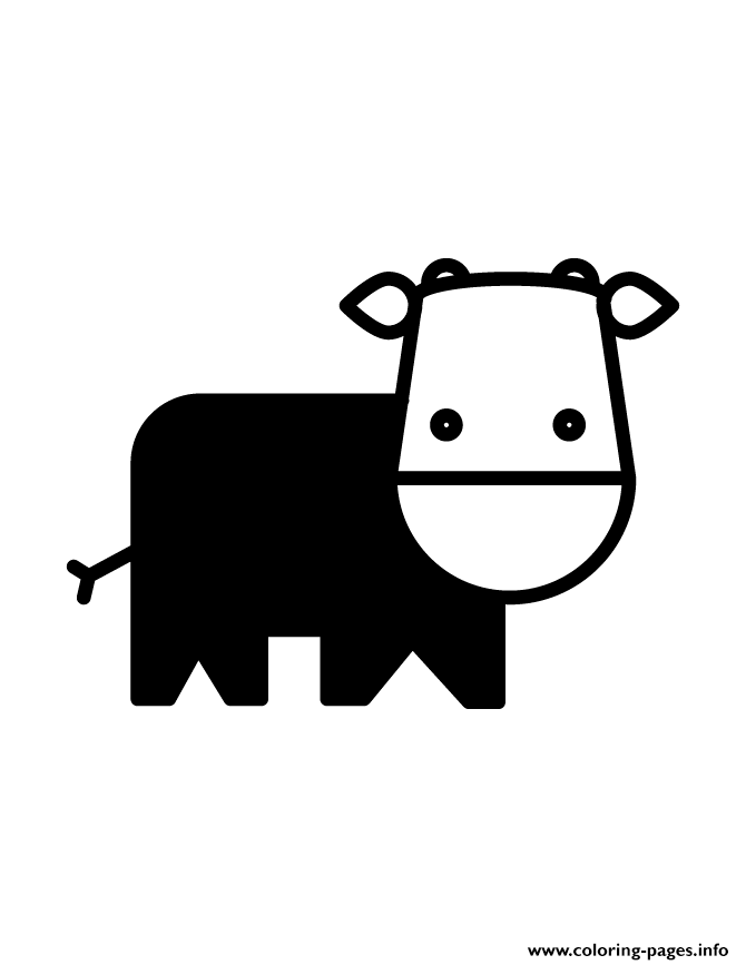 Cute Baby Cow Silhouette coloring