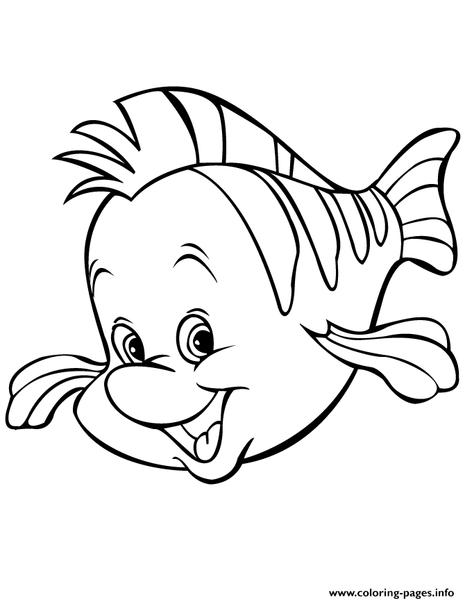 Cute Cartoon Flounder Fish coloring