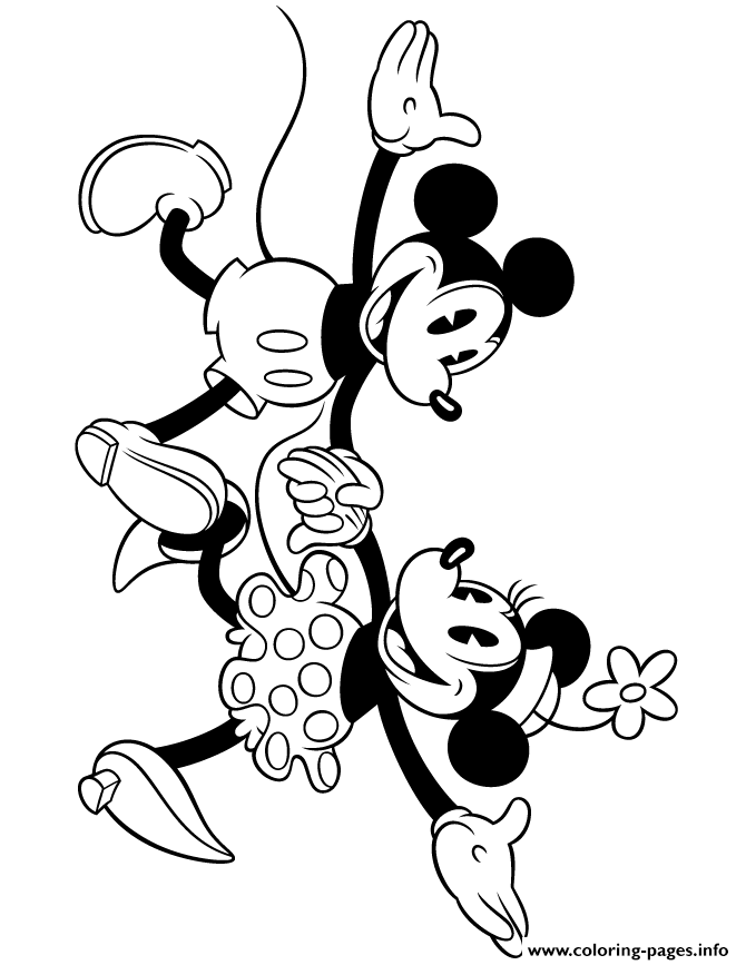 Classic Minnie And Mickey Mouse Holding Hands Disney Coloring Pages