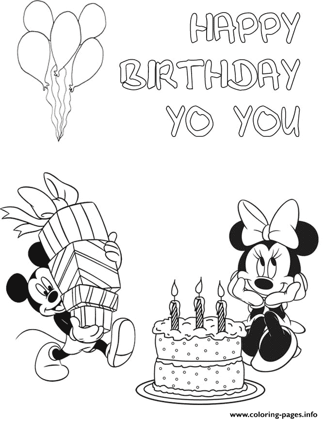 Mickey With Minnie Birthday Disney coloring