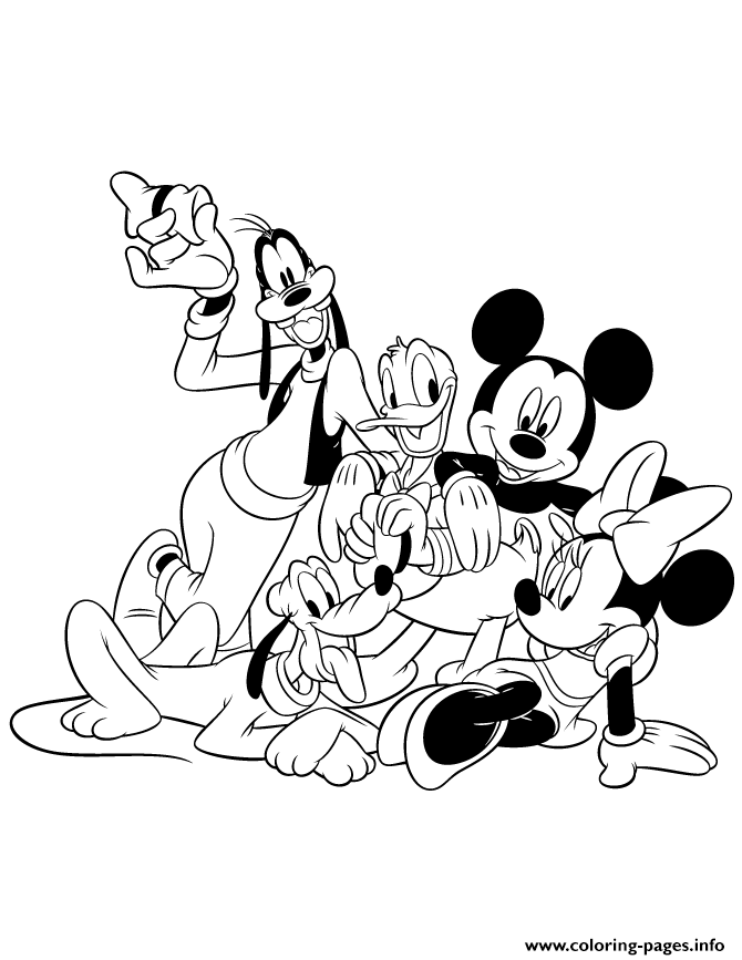 Mickey Minnie Donald Pluto Goofy Friends Disney coloring