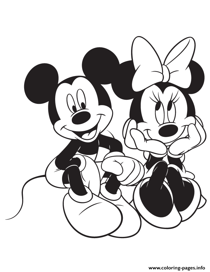 Mickey Sitting With Minnie Mouse Disney coloring
