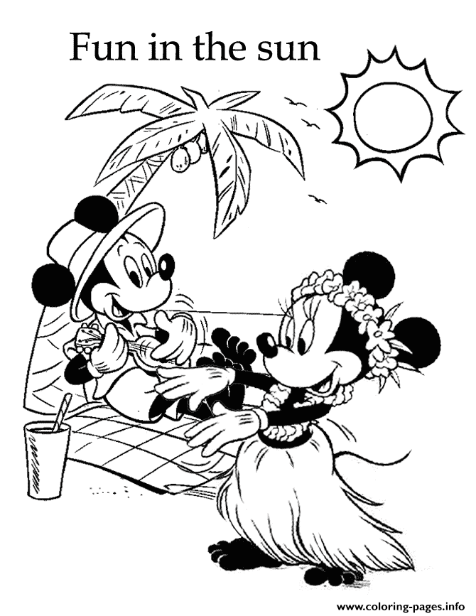 Mickey And Minnie Under The Sun Disney coloring