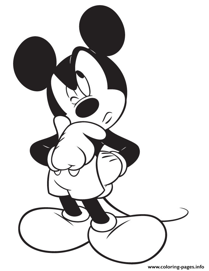 Smart Mickey Mouse Thinking Disney coloring