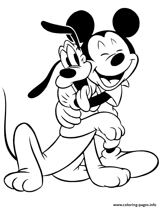 Mickey Mouse Hugging Pluto Dog Disney coloring