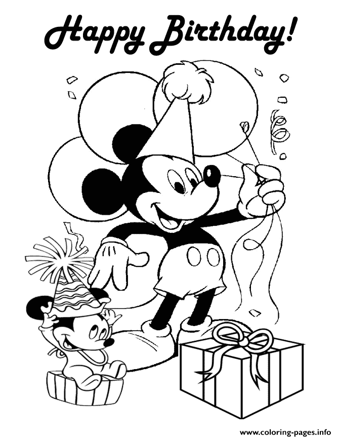 Happy Birthday Mickey Disney coloring