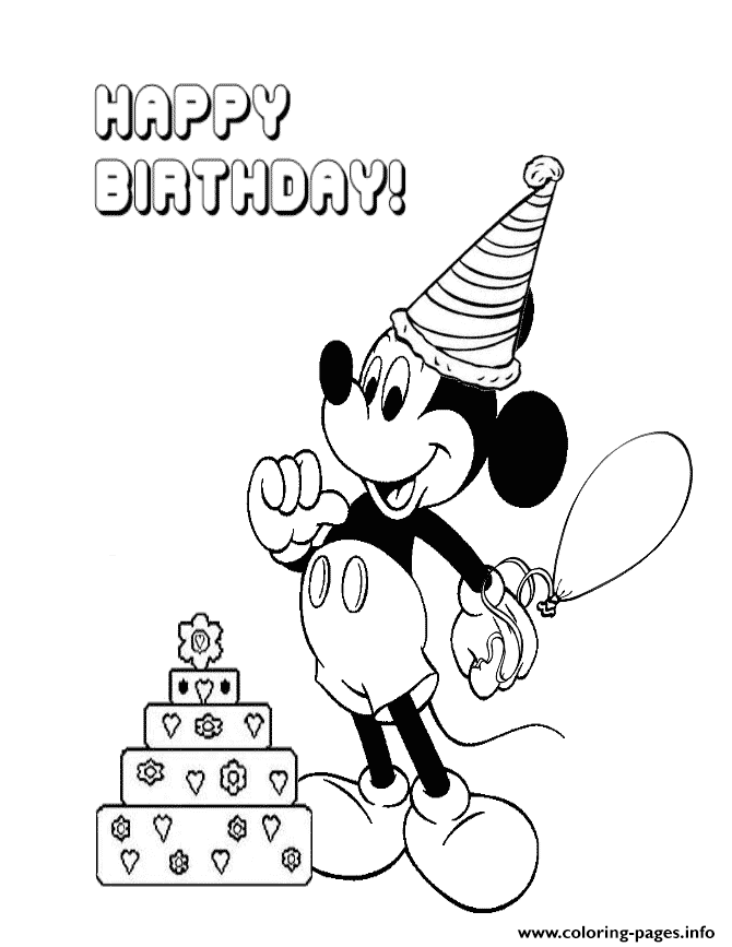 Mickey Mouse With Birthday Cake Disney coloring