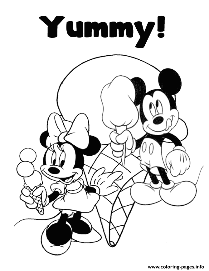 Yummy Ice Cream Mickey And Minnie Disney coloring