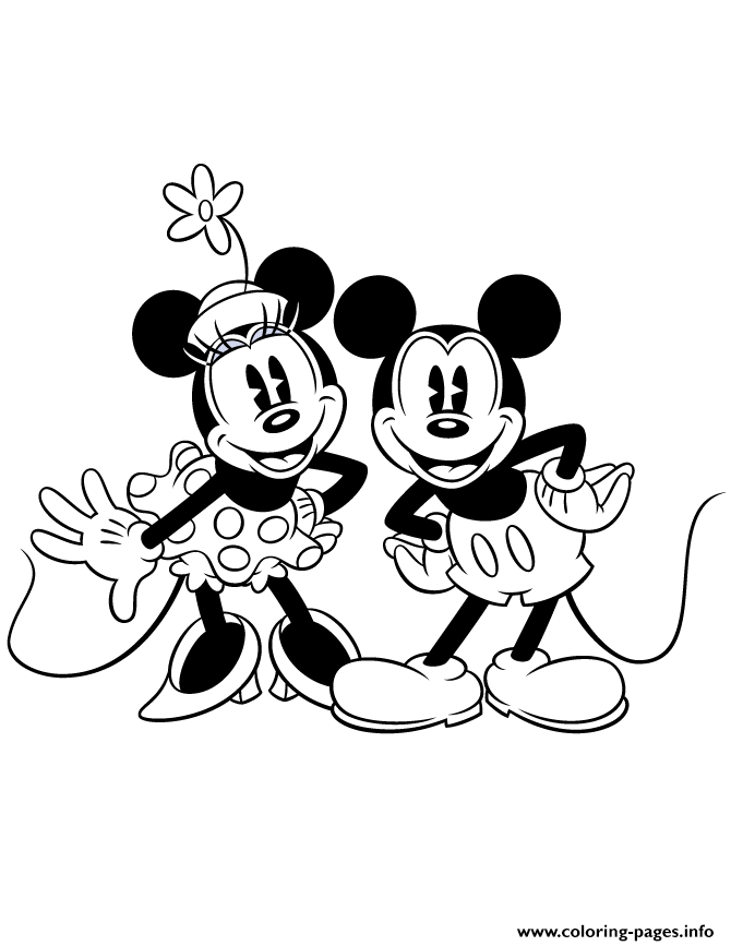 Happy Classic Mickey And Minnie Mouse Disney coloring
