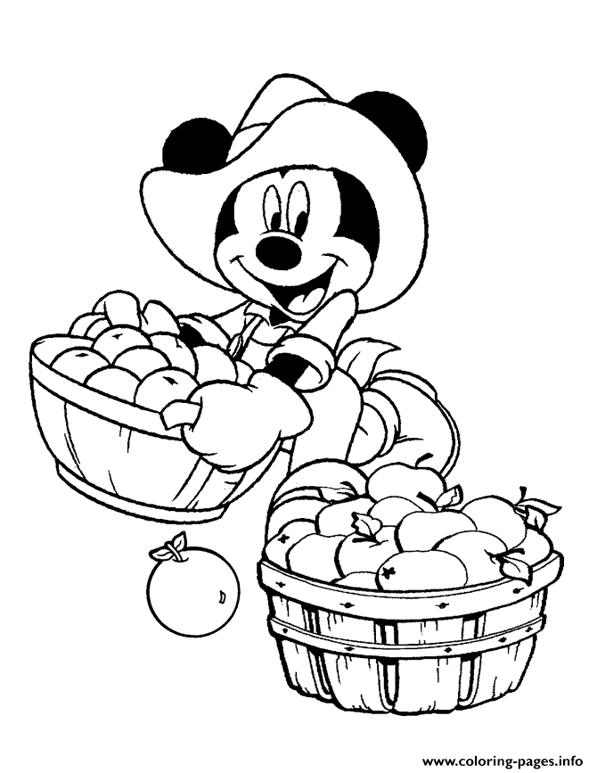 Harvest Time Mickey Disney Coloring Pages Printable