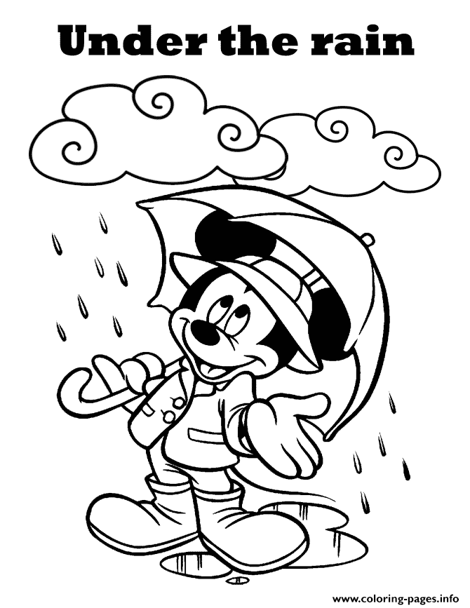 Under The Rain Mickey Disney coloring