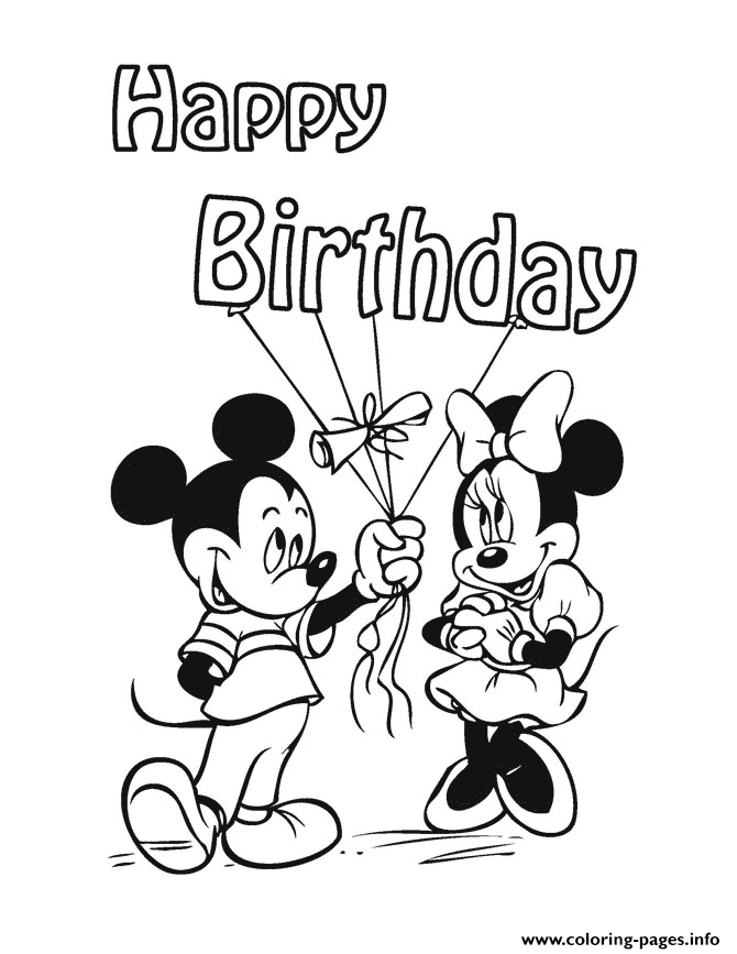 Mickey Mouse Happy Birthday Disney Coloring Pages Printable