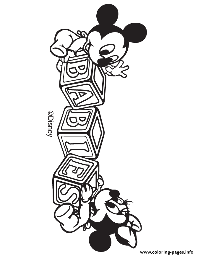 Baby Mickey And Minnie Mouse Disney Coloring Page Printable